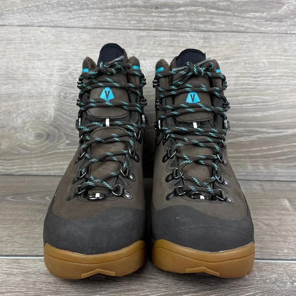 Vasque Snowblime Waterproof 200g Insulated Women's Sz 8M Brown Leather Teal Boot